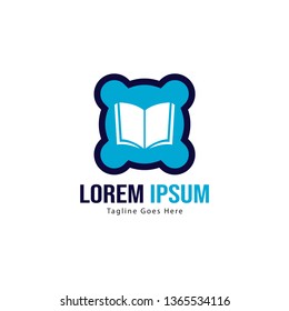 Book logo template design. minimalist book logo with modern frame vector design