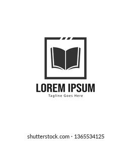 Book logo template design. minimalist book logo with modern frame vector design