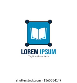 Book logo template design. minimalist book logo with modern frame vector design