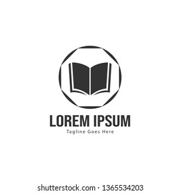 Book logo template design. minimalist book logo with modern frame vector design