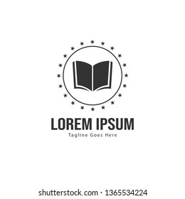 Book logo template design. minimalist book logo with modern frame vector design