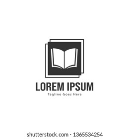 Book logo template design. minimalist book logo with modern frame vector design