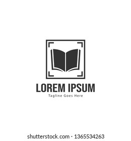 Book logo template design. minimalist book logo with modern frame vector design