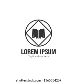 Book logo template design. minimalist book logo with modern frame vector design