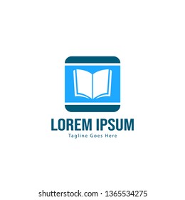 Book logo template design. minimalist book logo with modern frame vector design