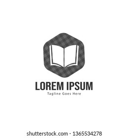Book logo template design. minimalist book logo with modern frame vector design