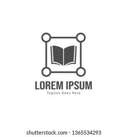 Book logo template design. minimalist book logo with modern frame vector design