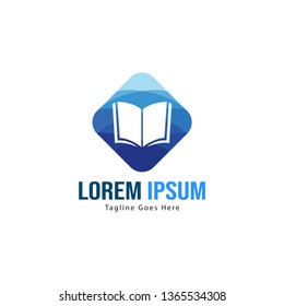Book logo template design. minimalist book logo with modern frame vector design
