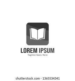 Book logo template design. minimalist book logo with modern frame vector design