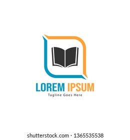 Book logo template design. minimalist book logo with modern frame vector design