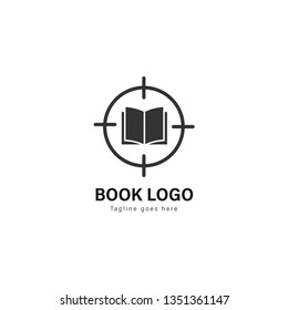 Book logo template design. Book logo with modern frame isolated on white background