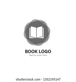 Book logo template design. Book logo with modern frame isolated on white background