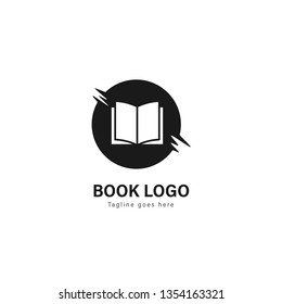Book logo template design. Book logo with modern frame isolated on white background