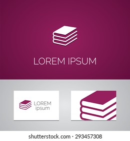 book logo template icon design elements with business card 
