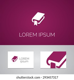 book logo template icon design elements with business card 