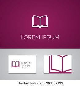 book logo template icon design elements with business card 