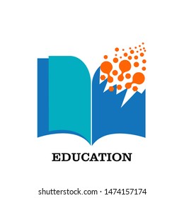 Book Logo Template vector Illustration.with brain Logo silhouette design vector template. Think idea concept. brain storm power thinking brain Logotype icon