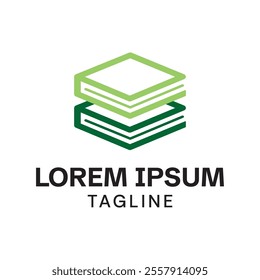 Book Logo with Two Levels in Box Shape.