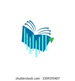 book logo vector design with growth chart
