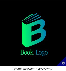 book logo vector design with the letter B element