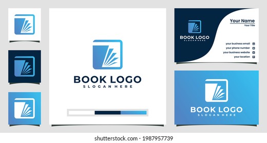Book logo vector design template and business card