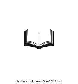 Book Logo Vector Icon: Education Sign, Academic Textbook, Story Book, E-Book, Library Symbol. Study Materials, Learning, Reading, Knowledge Gathering Concept, World Book Day, Book Silhouette Design.