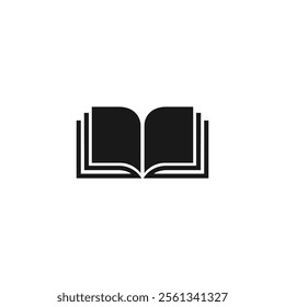 Book Logo Vector Icon: Education Sign, Academic Textbook, Story Book, E-Book, Library Symbol. Study Materials, Learning, Reading, Knowledge Gathering Concept, World Book Day, Book Silhouette Design.