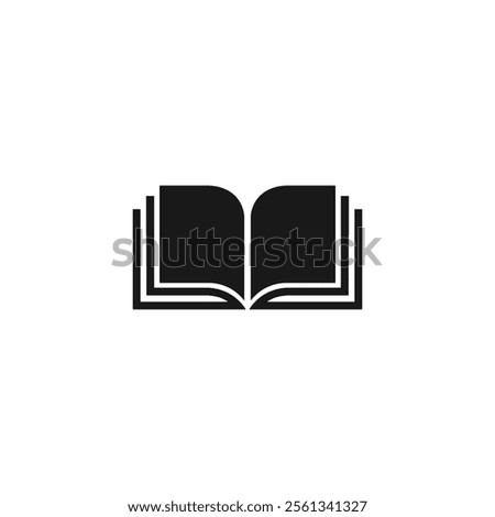 Book Logo Vector Icon: Education Sign, Academic Textbook, Story Book, E-Book, Library Symbol. Study Materials, Learning, Reading, Knowledge Gathering Concept, World Book Day, Book Silhouette Design.