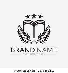 Icono del logotipo vectorial del libro y de la educación de la ilustración