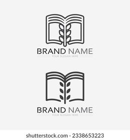 Book logo vector and illustration education icon