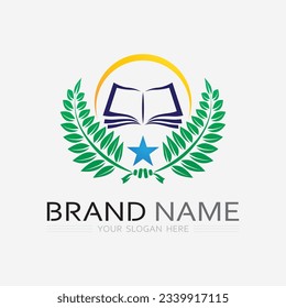 Book logo vector and illustration education icon