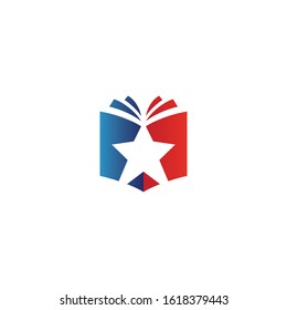 book logo vector with star template