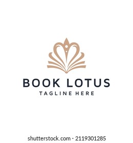 book with lotus logo design