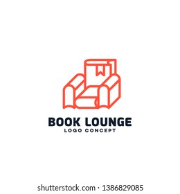 Book lounge logo design template. Vector illustration.