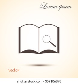 book and loupe, icon