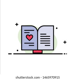 Book, Love, Heart, Wedding  Business Flat Line Filled Icon Vector Banner Template. Vector Icon Template background