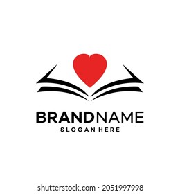 Book Love Icon Logo Design Template Stock Vector (Royalty Free ...