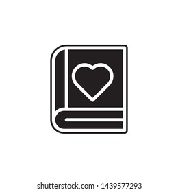 book, love icon. Simple glyph, flat vector of Book icons for UI and UX, website or mobile application