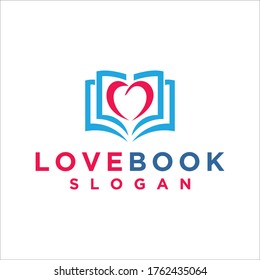 book love logo vector design template. Vector book icon with heart made of pages. Love reading concept.	
