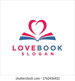 book love logo vector design template. Vector book icon with heart made of pages. Love reading concept