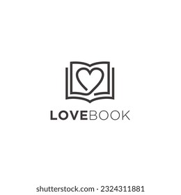 book love story heart shop line art education logo design icon vector