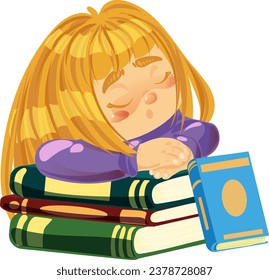 book lover girl dozes off after reading