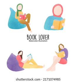 book lover, library. Vector illustration