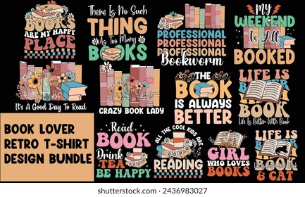 Book Lover Retro  Design Bundle