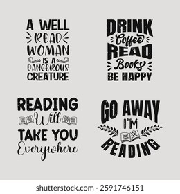 Book Lover Typography Design bundle