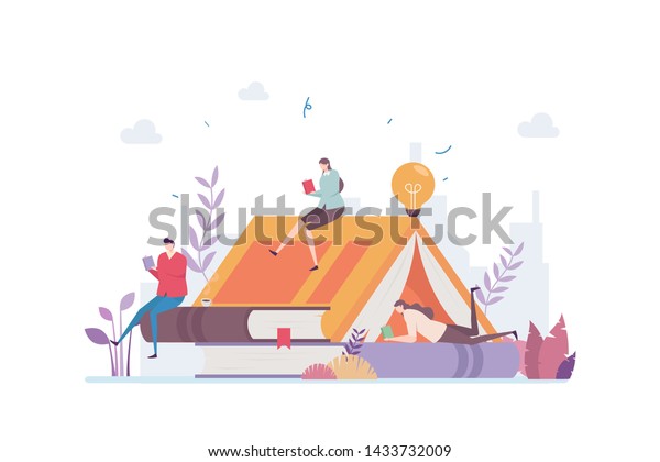 Book Lover Vector Illustration Concept Showing Stock Vector (royalty 