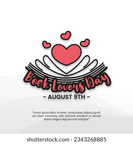 Book lovers day background with typography and opened book illustration