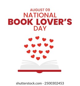 Book Lovers Day graphic with enthusiastic book characters, playful typography in teal and yellow, for children's educational content and celebration announcements, lively and colorful design. EPS FILE