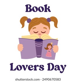 Book Lover's Day. White background, isolate	
