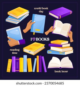 Book lovers icons collection.Vector illustration